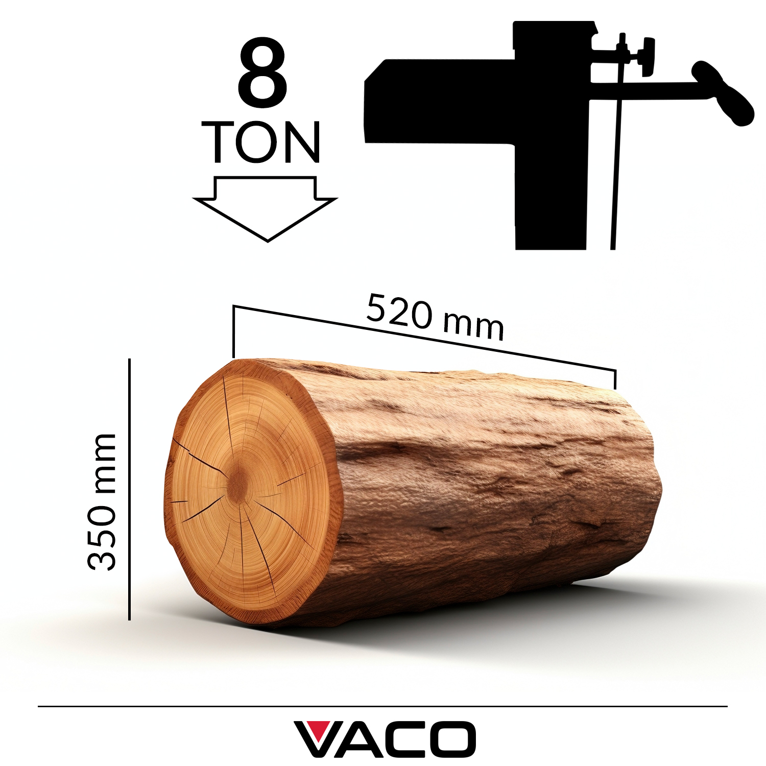 Hydrauliczna łuparka do drewna 8 Ton 3,8 kW 290 Bar pionowa Rębak Vaco