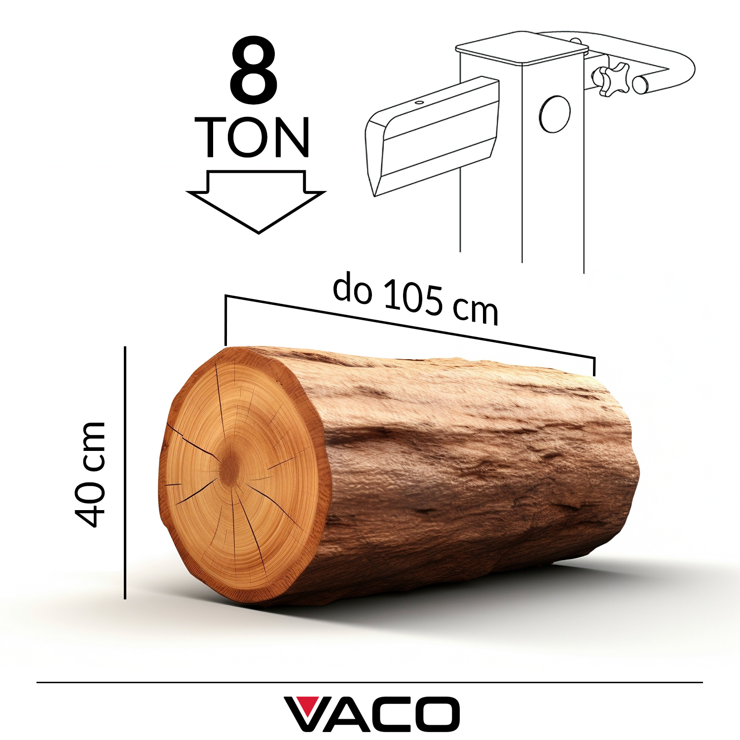 Łuparka VACO 8 ton drewno do 105 cm