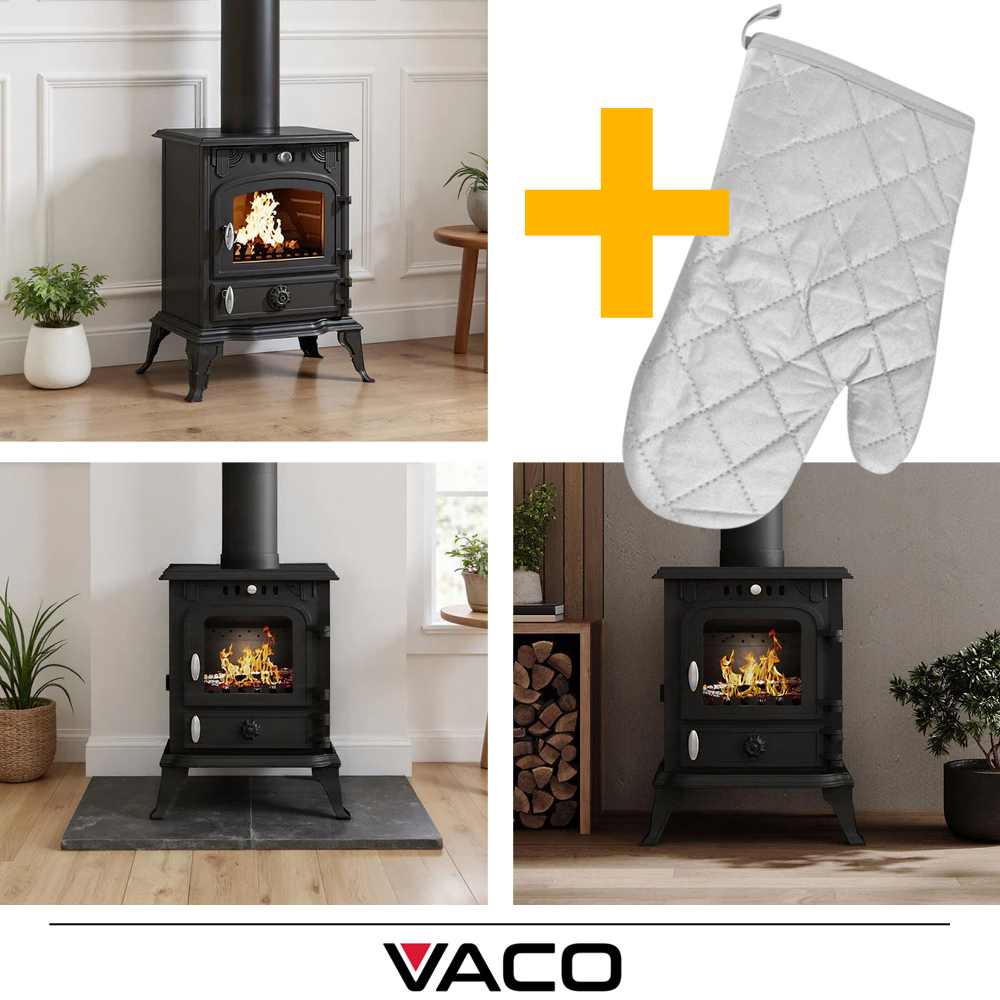 Piec żeliwny VACO 4,5 kW z rękawicą żaroodporną