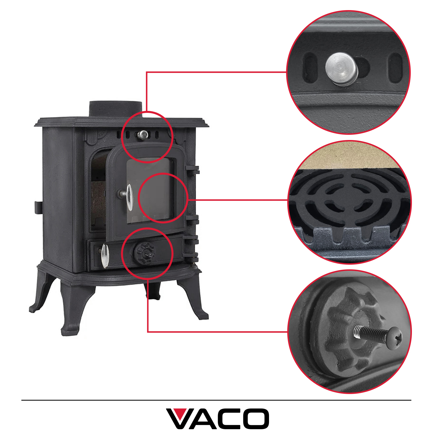 Piec żeliwny VACO 4,5 kW – szczegóły konstrukcji