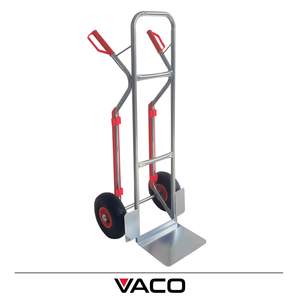 Wózek transportowy VACO 200 kg – stalowa konstrukcja i koła pneumatyczne