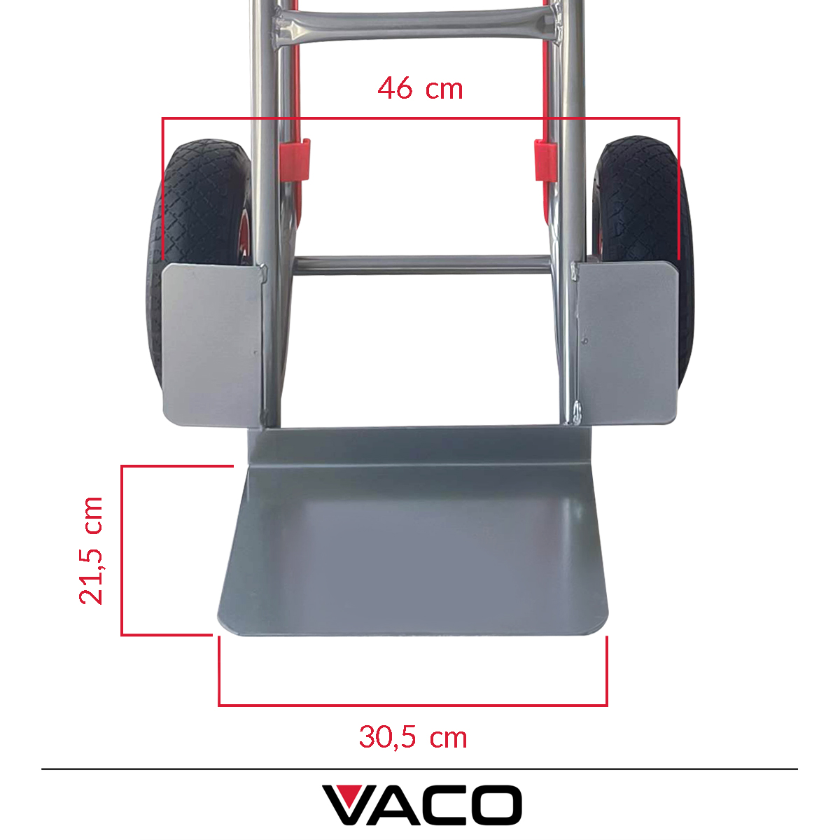 Wózek transportowy VACO 200 kg – głęboka stalowa platforma transportowa z wymiarami